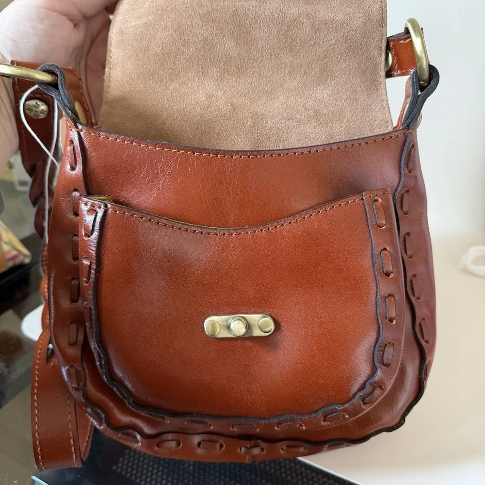 Patricia Nash Aida Crossbody Hand Painted Floral Tooled Leather Bag Purse Boho - Picture 7 of 9